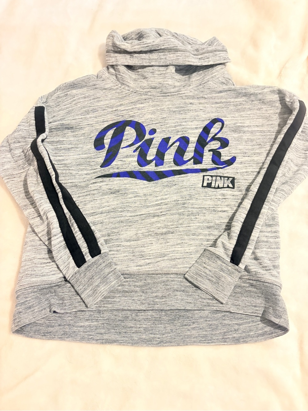 Victoria's Secret PINK Logo Hoodie in Gray & Blue 🐆💗